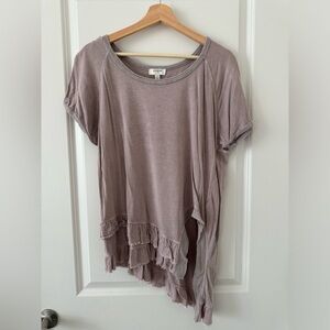 Umgee USA Women’s Short Sleeve Top, Light Eggplant Purple - Size M